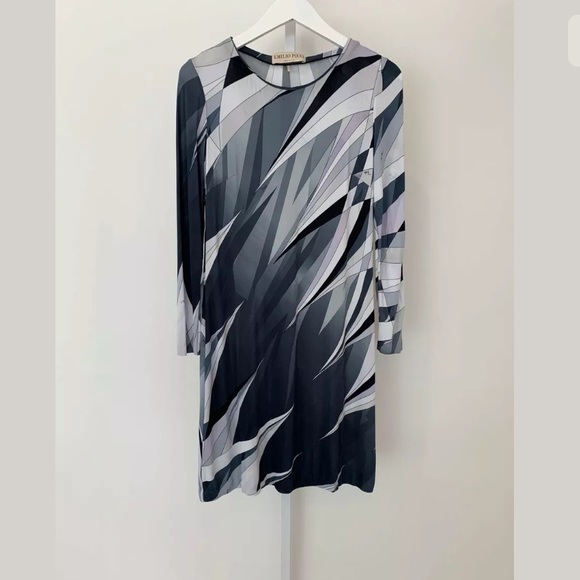 EMILIO PUCCI BLACK MULTI DRESS MODEL 46RL22 SIZE IT 42 / US 8 - Picture 1 of 16